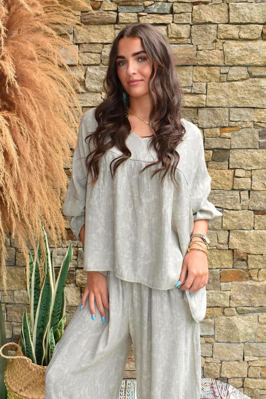 Kiti Paisley Damask Artist Smock Mocha